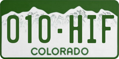 CO license plate 010HIF