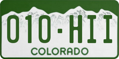 CO license plate 010HII