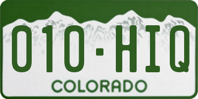 CO license plate 010HIQ
