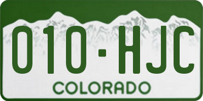 CO license plate 010HJC