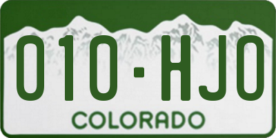 CO license plate 010HJO