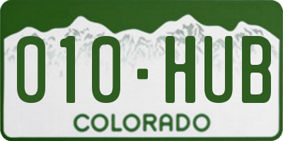 CO license plate 010HUB
