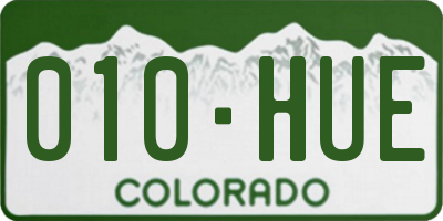 CO license plate 010HUE