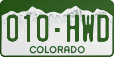 CO license plate 010HWD