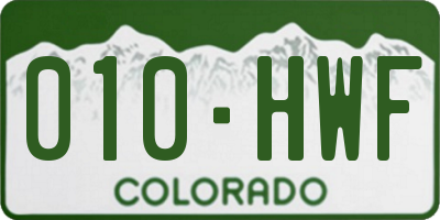 CO license plate 010HWF