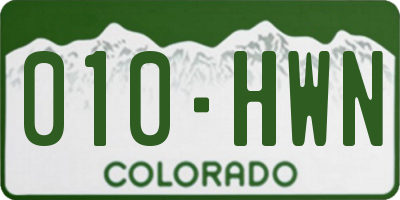 CO license plate 010HWN
