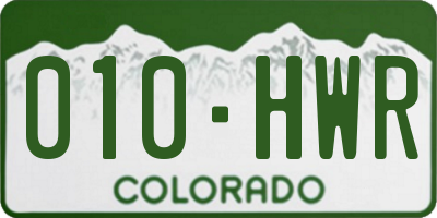 CO license plate 010HWR