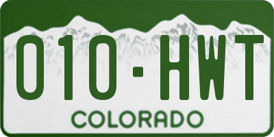 CO license plate 010HWT