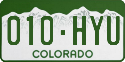 CO license plate 010HYU