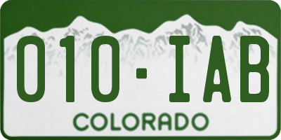 CO license plate 010IAB