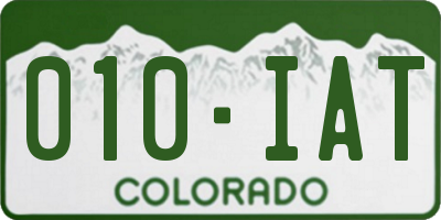 CO license plate 010IAT