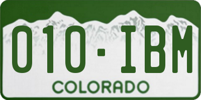 CO license plate 010IBM