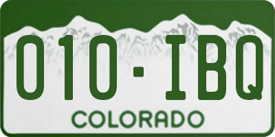 CO license plate 010IBQ