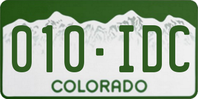 CO license plate 010IDC
