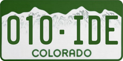 CO license plate 010IDE