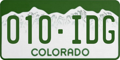 CO license plate 010IDG