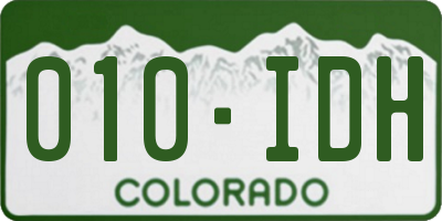 CO license plate 010IDH