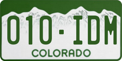CO license plate 010IDM
