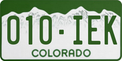 CO license plate 010IEK