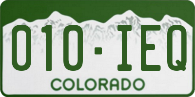 CO license plate 010IEQ