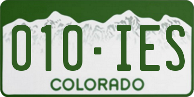 CO license plate 010IES