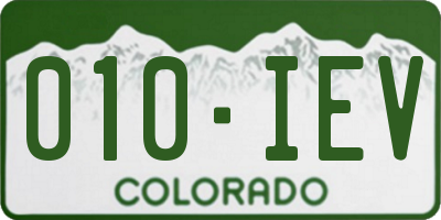 CO license plate 010IEV