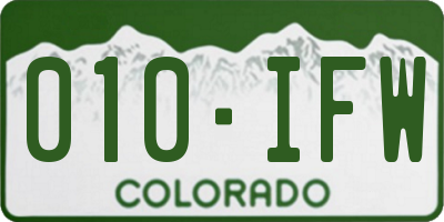 CO license plate 010IFW