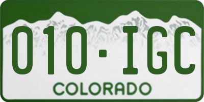 CO license plate 010IGC