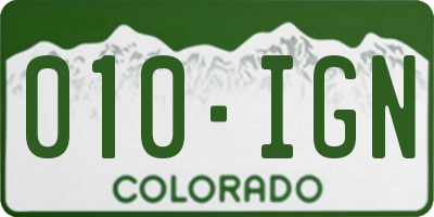 CO license plate 010IGN