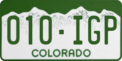 CO license plate 010IGP