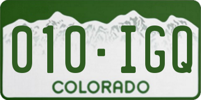 CO license plate 010IGQ