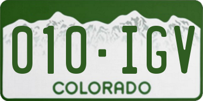 CO license plate 010IGV