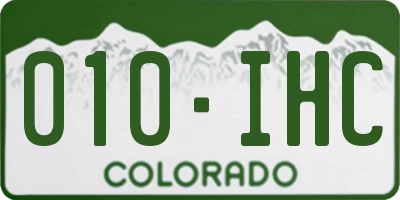 CO license plate 010IHC