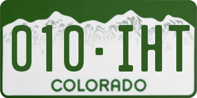 CO license plate 010IHT