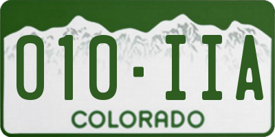 CO license plate 010IIA