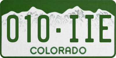CO license plate 010IIE