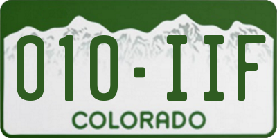 CO license plate 010IIF