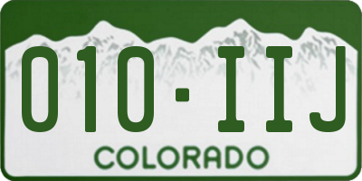 CO license plate 010IIJ