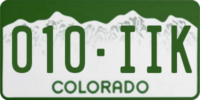 CO license plate 010IIK