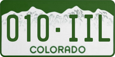 CO license plate 010IIL