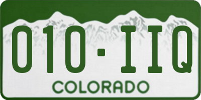 CO license plate 010IIQ