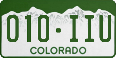 CO license plate 010IIU