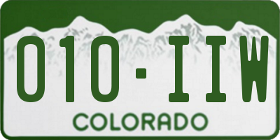 CO license plate 010IIW