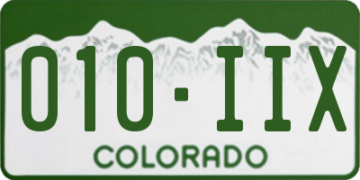 CO license plate 010IIX
