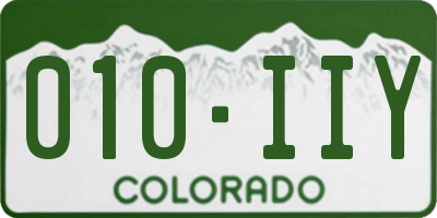 CO license plate 010IIY