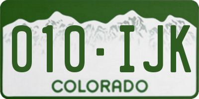 CO license plate 010IJK