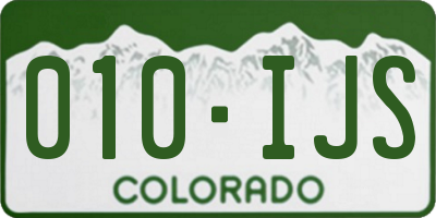 CO license plate 010IJS