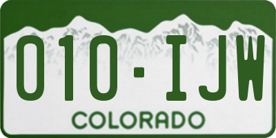 CO license plate 010IJW