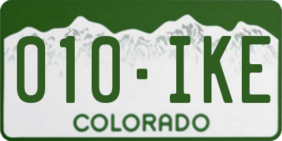 CO license plate 010IKE