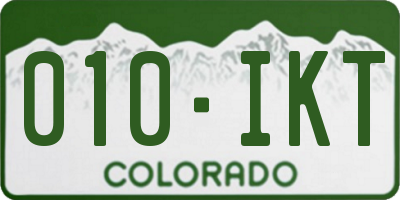 CO license plate 010IKT